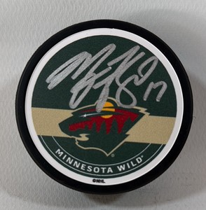 Marcus Foligno autographed Minnesota Wild hockey puck with Beckett authentication