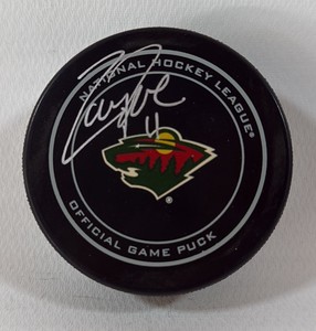 Zach Parise autographed Minnesota Wild NHL official game hockey puck
