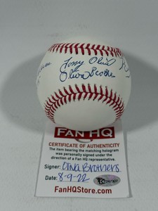 Oliva Brothers Autographed Baseball with Fan HQ Authentication Tony, Juan, Rey, Rawlings OMLB Manfred Jr. Ball