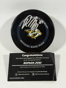 Roman Josi autographed hockey puck with Fanatics Authentication NHL official game puck