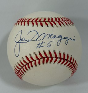 Joe DiMaggio autographed baseball. Rawlings OALB Budge ball