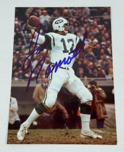 Joe Namath autographed football photo with JSA authentication