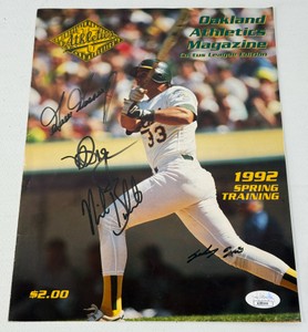 Mark McGuire and Goose Gossage Autographed with JSA Authentication Oakland As 1992 Baseball Program Cover