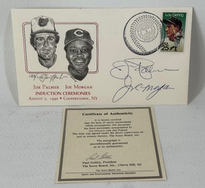 Joe Morgan and Jim Palmer Autographed Hall of Fame Cache w Authentication - Cooperstown Stamped, Baseball