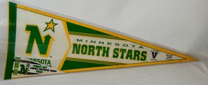 Minnesota North Stars Vintage Pennant and Mini Stanley Cup Hockey Pennent