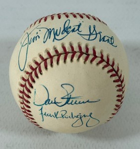 Jim Mudcat grant Autographed Baseball w 2 More Signatures Rawlings OALB Budig Ball - Minnesota Twins