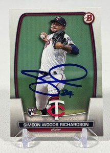 Simeon Woods Richardson Autographed RC w Beckett Authentication 2023 Bowman #95 Minnesota Twins Baseball Card