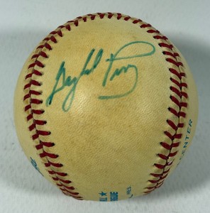 Gaylord and Jim Perry Autographed Baseball Rawlings OALB Brown Ball