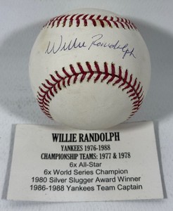 Willie Randolph Autographed Baseball w Tristar COA Rawlings OMLB Selig Ball