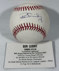 Ron Guidry Autographed Baseball w Tristar COA Rawlings OMLB Selig Ball