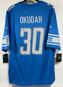 Jeff Okudah Autographed w Fanatics Authentication NEW Nike AuthenticFootball Jersey Size XL Detroit Lions