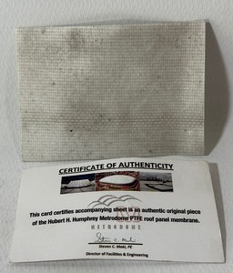 Metrodome Original PTFE Roof Panel Membrane w COA - Minnesota Twins Vikings