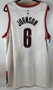 Keon Johnson Autographed w Upper Deck COA Portland Trailblazers Association Edition Swingman NWT Nike NBA Authentic Basketball Jersey Size XXL 56
