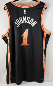 Jalen Johnson Autographed w Upper Deck COA Atlanta Hawks Black Nike Swing Man City Edition Basketball Jersey New With Tags Size XXL 56