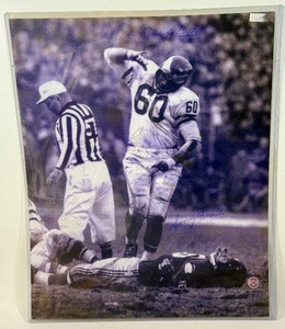 Chuck Bednarik Autographed w Authentication Heavily Insribed Football Photo