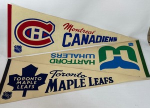 (3) Vintage Hockey Pennats - Montreal Candiens, Hartford Whalers, Toronto Maple Leafs