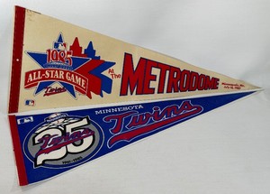 (2) 1985 Minnesota Twins Vintage Pennants - All-Star Game and 25th year Anniversary