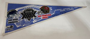 Super Bowl XXIX Chargers vs. 49ers 5x Autographed Football Pennant