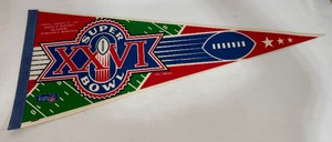 Super Bowl XXVI 1992 Metrodome Football Pennant
