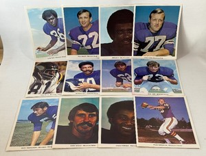 (12) 1970s Minnesota Vikings Team Issued Photos - Tarkenton, Foreman, Tingelhoff, Yary, Marshall, Eller, Krause, Page and More