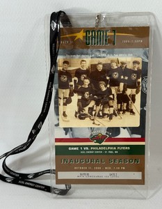 Minnesota Wild 1st Ever Game Ticket and Lanyard - October 11, 2000 - Hockey