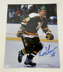 Reed Larson Autographed Vintage Minnesota North Stars Hockey Photo