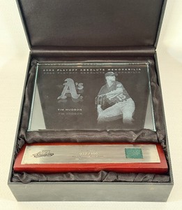 Tim Hudson 150 Game-Worn 2003 Playoff Absolute Memorabilia Baseball Plaque