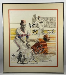 Minnesota Twins Vintage Artwork by Wayne Talley Framed 22x25
