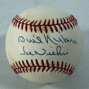 Phil and Joe Niekro Autographed Rawlings OALB Brown Baseball