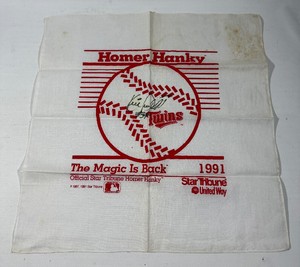 Kirby Puckett Autographed 1991 World Series Homer Hanky - Minnesota Twins