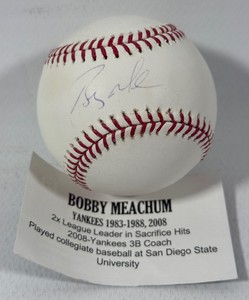 Bobby Meachum Autgraphed w Tristar Authentication Rawlings OMLB Selig Ball
