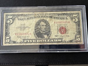 1963 Red Seal $5 Dollar Note