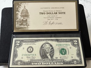 2003 Green Seal $2 Dollar Federal Reserve Note Uncirculated