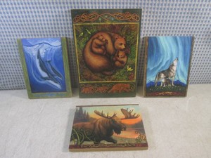 (EC1) Set of 4 Wood Block Prints by Artist Francois Girard Animals of Alaska