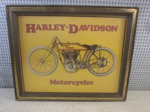 (FS) Framed Harley Davidson Motorcycles Wall Hanging 15 34 x 12 34