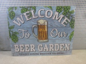 (EC1) Welcome To Our Beer Garden Metal Sign 16 x 12 12 - New in Shrink Wrap