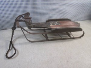 (H-2) Metal & Wood Snow Sled Decor 19 Long
