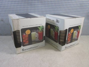 (BS) 2 - 4pc ServeMates 15oz Tall Cooler Glasses Linear Black