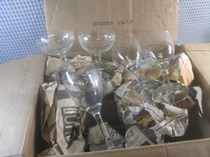 (A-2) Box of Stemmed Etched Glass