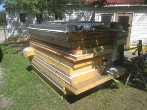 (OS) Large Pile of Foam Panels with Tin Exterior on Both Sides and Several Lengths of Assorted Tin Flashing/Trim