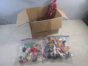 (A-3) 2 Bags and Box of Assorted Small Toys Figures, Cars Etc