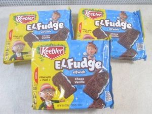 (B-3) 4 Packages of Keebler E.L.Fudge Choco Vanilla Elfwich Cookies Past Date