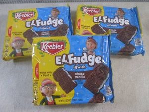 (B-3) 4 Packages of Keebler E.L.Fudge Choco Vanilla Elfwich Cookies Past Date