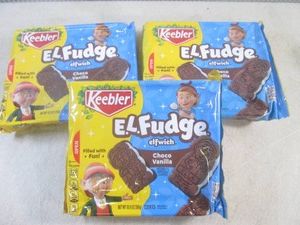 (B-3) 4 Packages of Keebler E.L.Fudge Choco Vanilla Elfwich Cookies Past Date