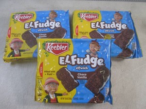 (B-3) 4 Packages of Keebler E.L.Fudge Choco Vanilla Elfwich Cookies Past Date