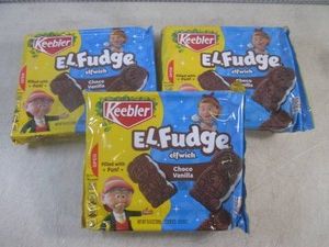 (B-3) 4 Packages of Keebler E.L.Fudge Choco Vanilla Elfwich Cookies Past Date
