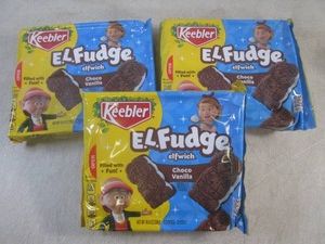 (B-3) 4 Packages of Keebler E.L.Fudge Choco Vanilla Elfwich Cookies Past Date