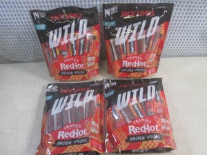(B-1) 4 Bags of Jack Links Wild Franks Red Hot Chicken Sticks 14 Sticks per Bag Past Date