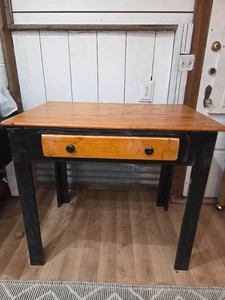 Desk with Drawer-Wood top,black base