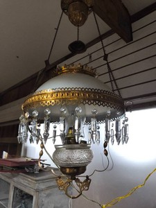 Antique parlor lamp-electrified